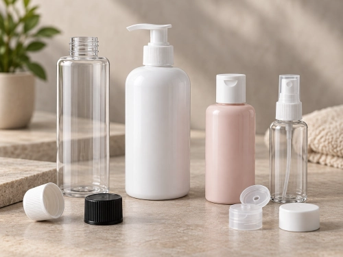 Plastik şişeler ve kapaklar üzerine tampon baskı uygulamaları